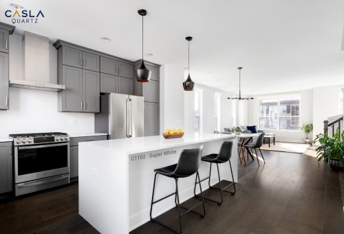 Bright white tone from Super White artificial quartz stone